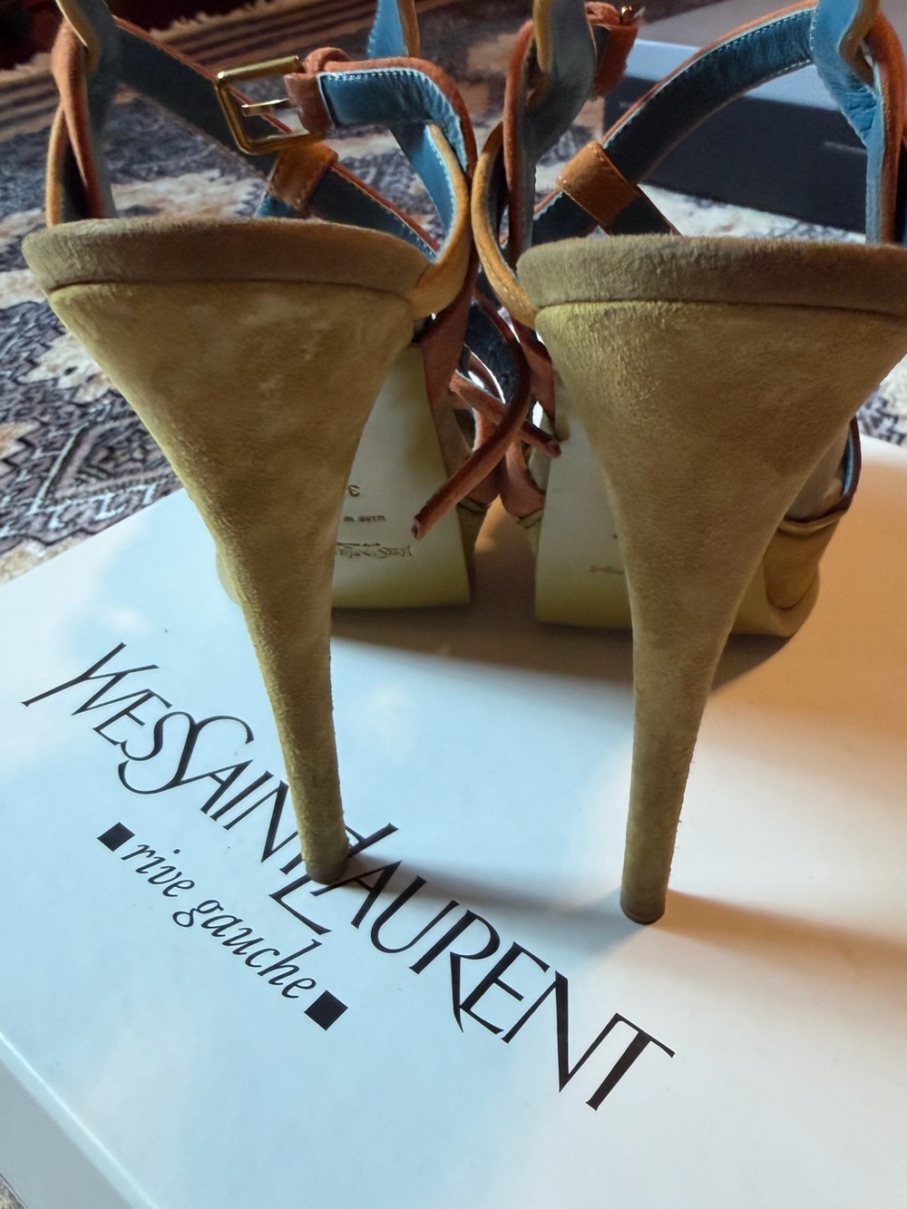 Yves Saint Laurent Multicolor Suede Platform Sandals – Size - Picture 11 of 11
